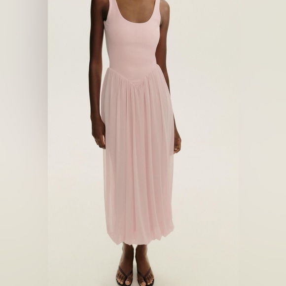 🆕(NWT) ZARA Bloggers Fav Combination Tulle Balloon Midi Dress. Size SMALL. Pink - Picture 12 of 16